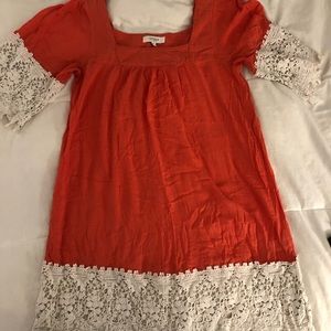 Above the knee orange lace accent dress medium